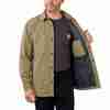 Carhartt Rugged Flex Relaxed Fit Canvas Fleece-Lined Snap-Front Shirt Jac, Dark Khaki, 2XL, REG 105532-DKH2XLREG